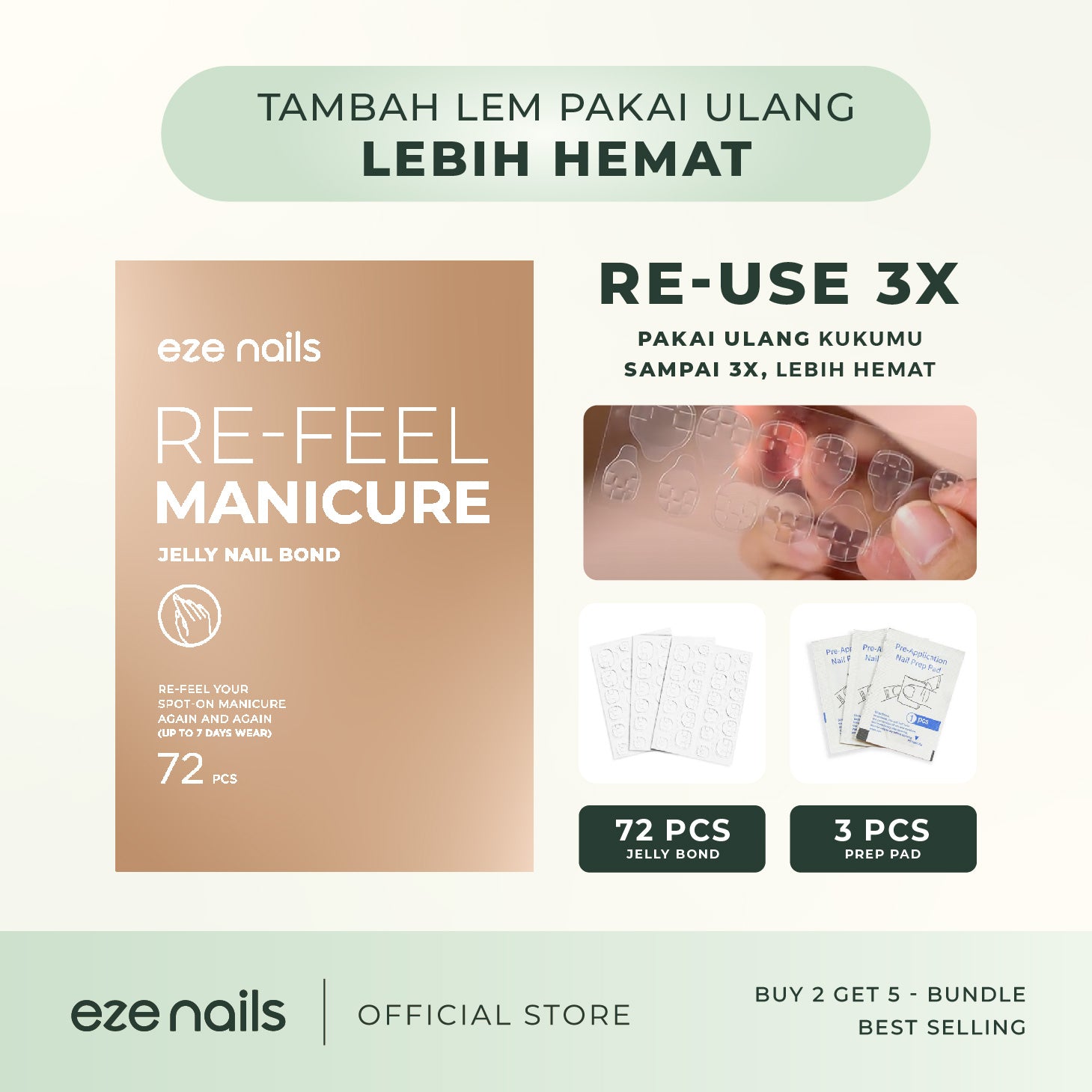 BUNDLE BEST SELLING NAILS:  BUY 2 GET 5 (2 Spot On Nails + FREE 1 Refeel Manicure + 2 Nail Tips Pouch)