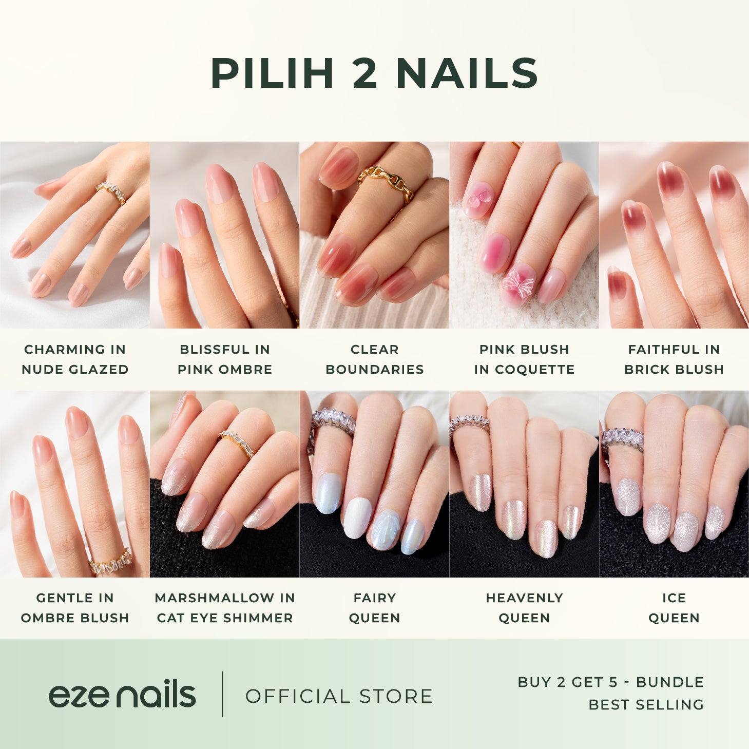 BUNDLE BEST SELLING NAILS:  BUY 2 GET 5 (2 Spot On Nails + FREE 1 Refeel Manicure + 2 Nail Tips Pouch)