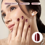 Load image into Gallery viewer, Noble in Deep Wine - Eze Nails Spot On Manicure (Kuku Palsu Tempel)

