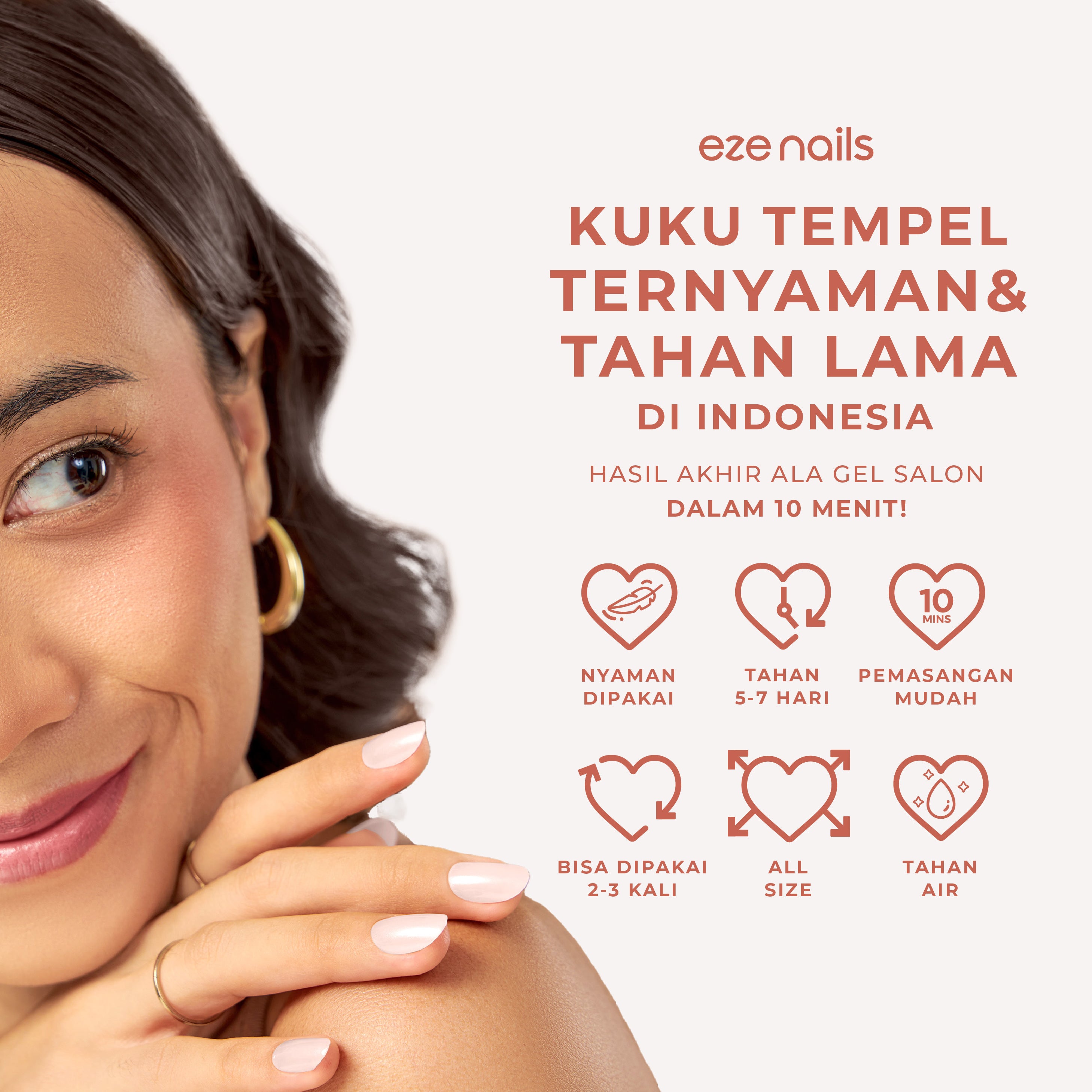 Gentle in Ombre Blush - Eze Nails Spot On Manicure (Kuku Palsu Tempel)
