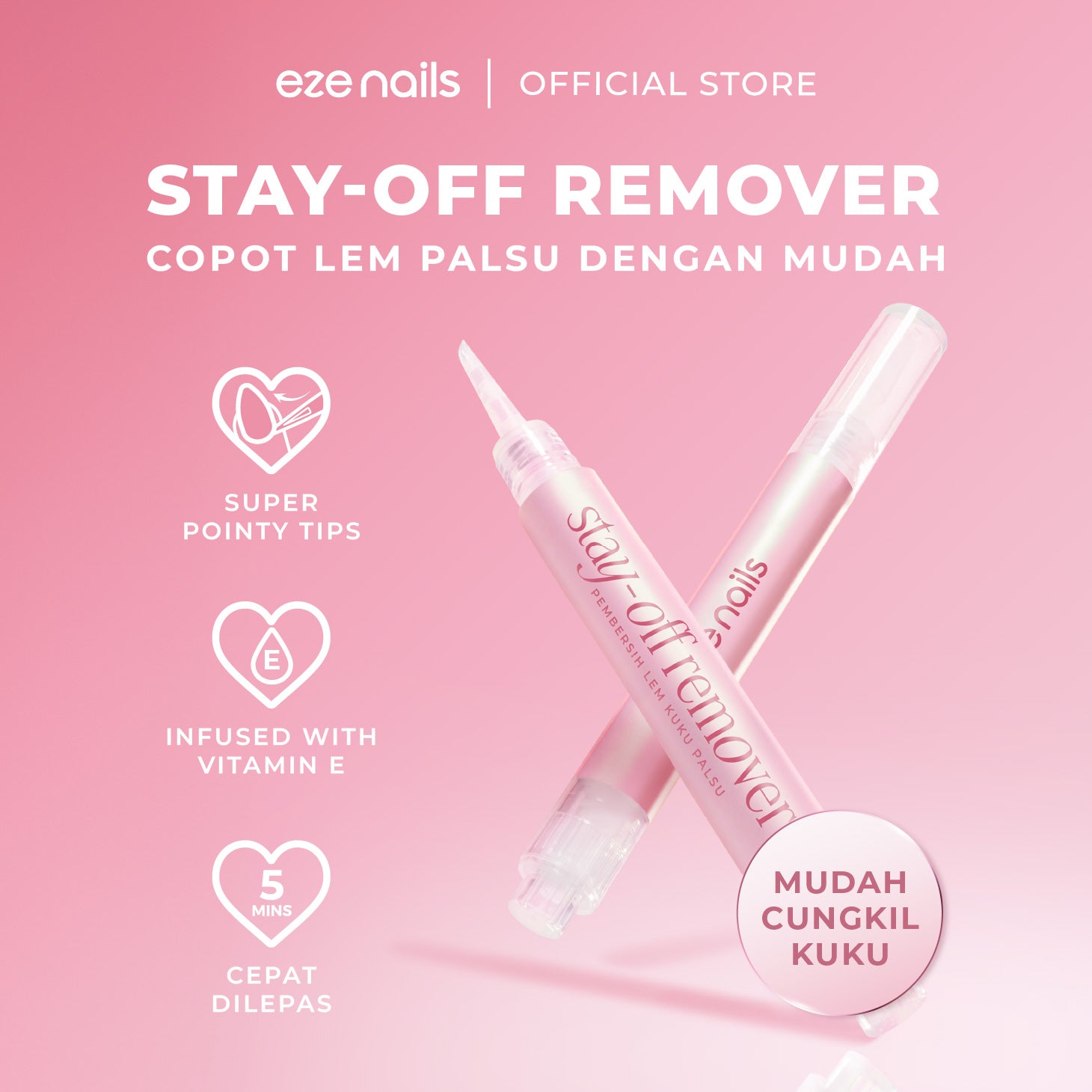 Eze Nails - Stay-Off Remover With Vit.E (Pembersih Lem & Kuku Palsu)