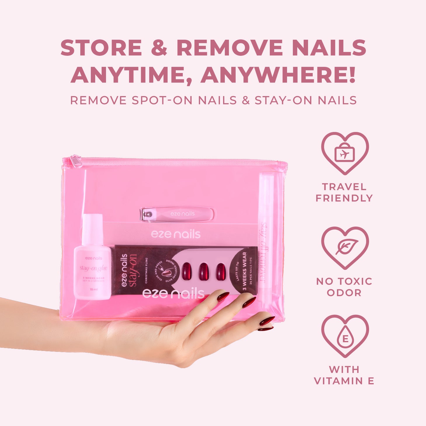 Eze Nails - Stay-Off Remover With Vit.E (Pembersih Lem & Kuku Palsu)