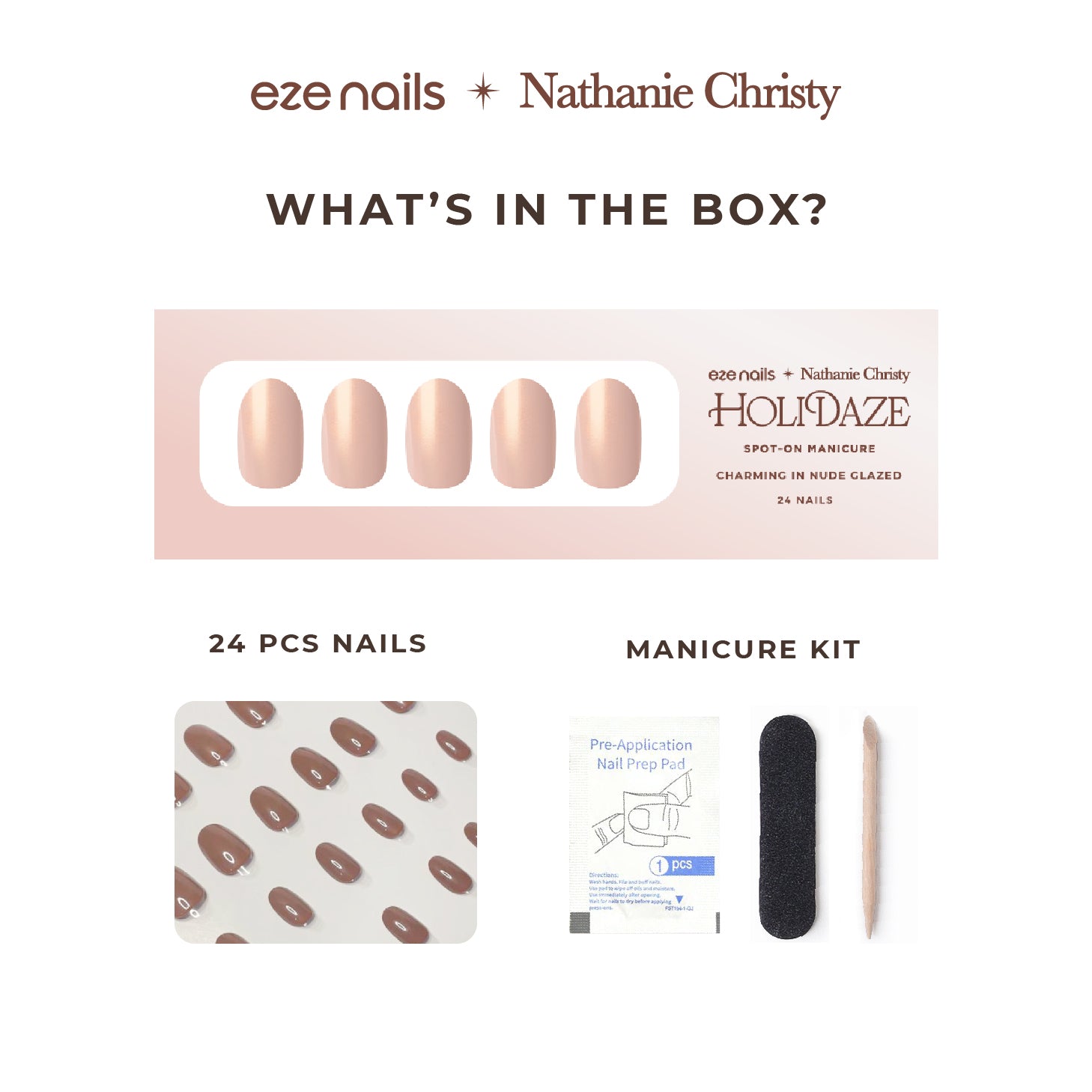 Eze Nails x Nathanie Christy -  Charming In Nude Glazed Spot on Manicure (Kuku Tempel Tangan)