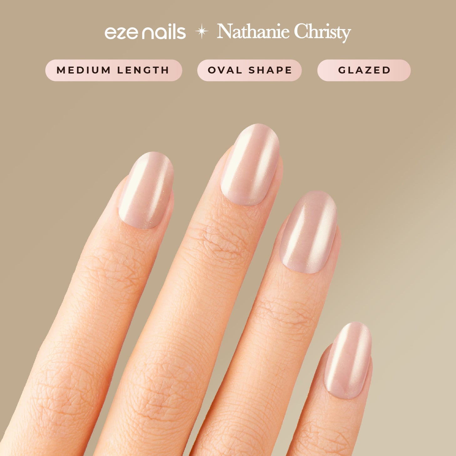 Eze Nails x Nathanie Christy -  Charming In Nude Glazed Spot on Manicure (Kuku Tempel Tangan)
