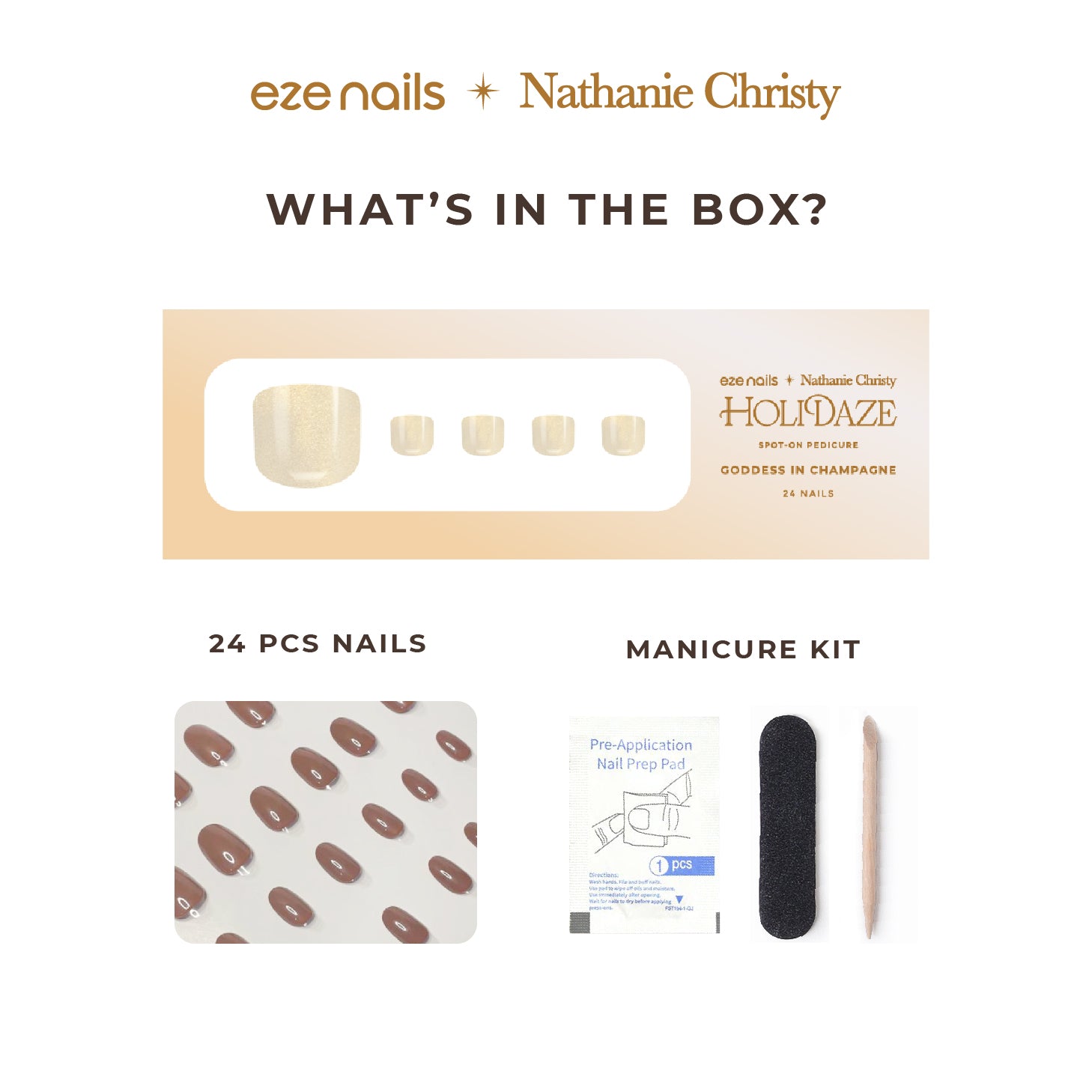 (NEW) Eze Nails x Nathanie Christy - Goddess In Champagne Spot on Pedicure (Kuku Tempel Kaki)