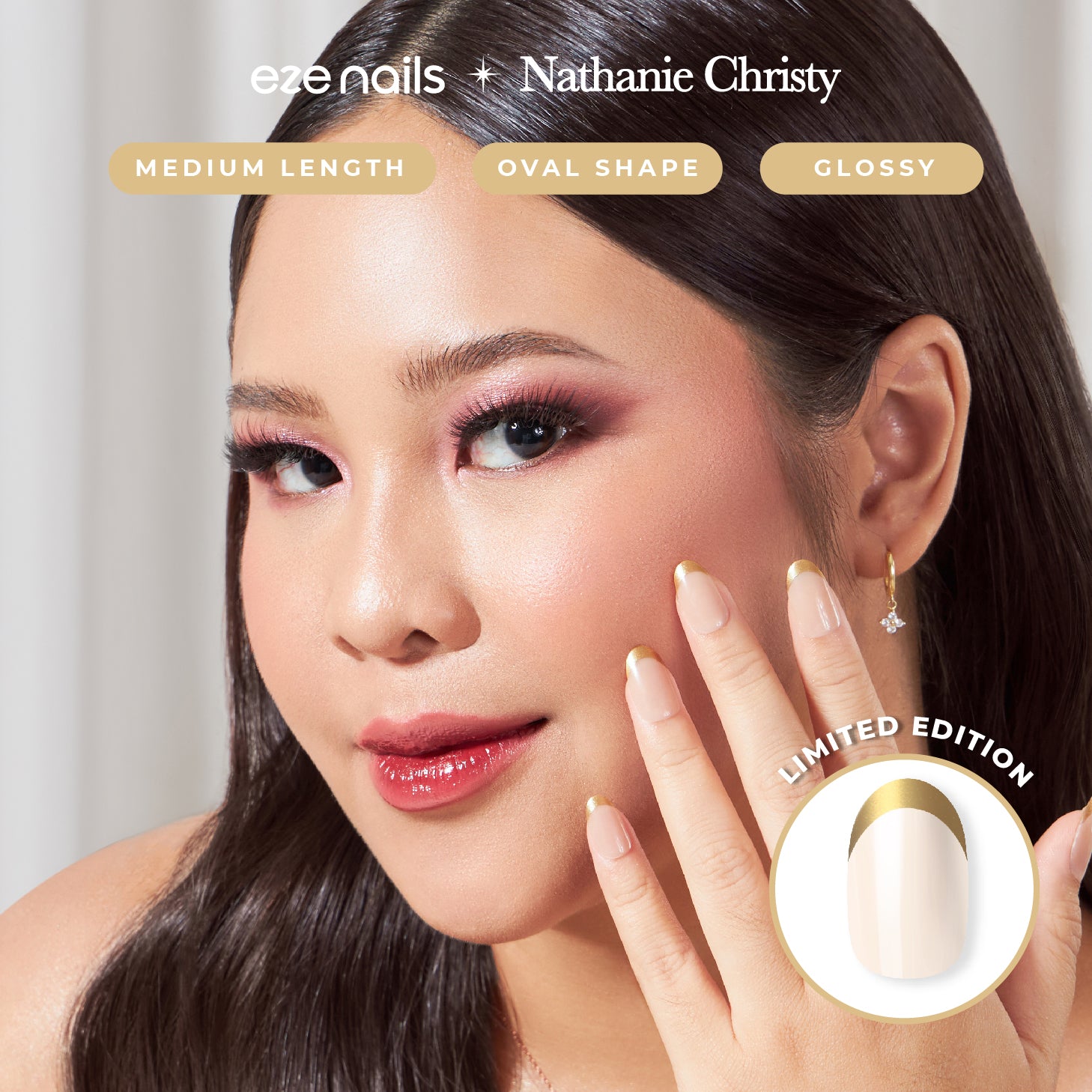 Eze Nails x Nathanie Christy - Magnetic in Gold Spot on Manicure (Kuku Tempel Tangan)