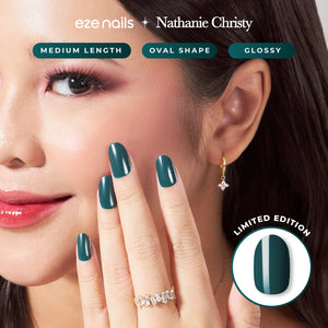 (NEW) Eze Nails x Nathanie Christy - Seductive in Emerald Spot on Manicure (Kuku Tempel Tangan)