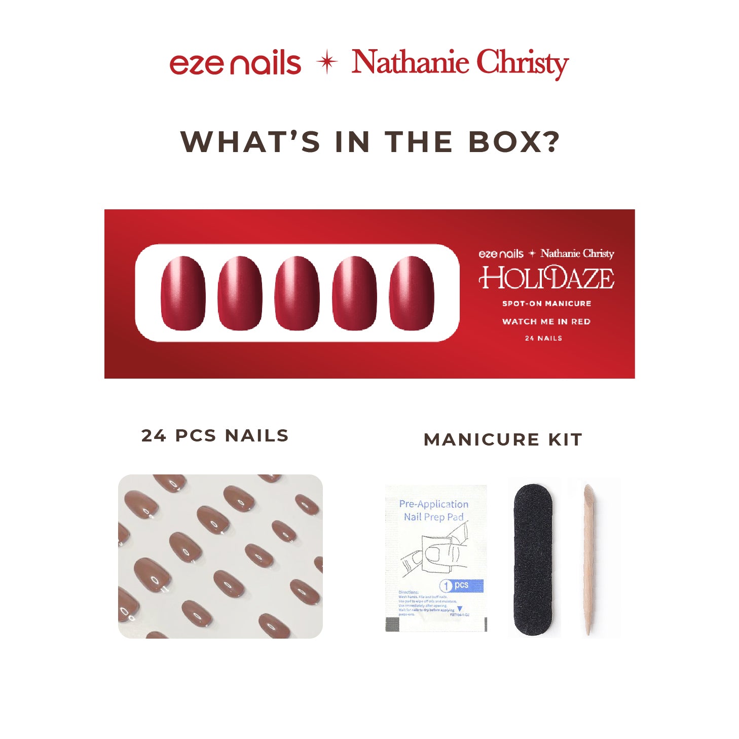 (NEW) Eze Nails x Nathanie Christy - Watch Me In Red Spot on Manicure (Kuku Tempel Tangan)