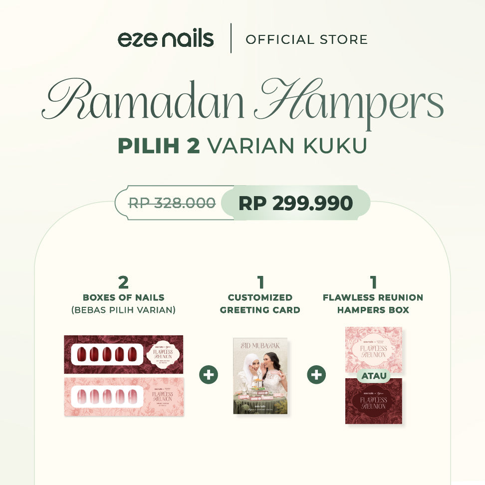 EZE NAILS - RAMADAN HAMPERS 2 BOX (2 Spot-On Nails + 1 Customize Greeting Card + Exclusive Flawless Reunion Hampers Box))