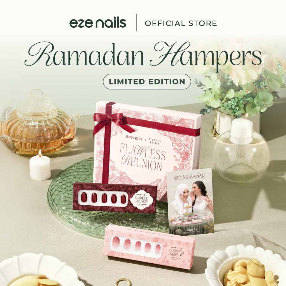 EZE NAILS - RAMADAN HAMPERS 2 BOX (2 Spot-On Nails + 1 Customize Greeting Card + Exclusive Flawless Reunion Hampers Box))