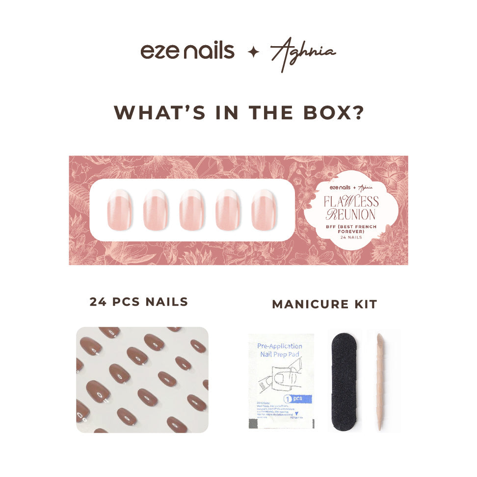 (NEW) Eze Nails x Emy Aghnia - BFF (Best French Forever) Spot On Manicure (Kuku Palsu Tempel)