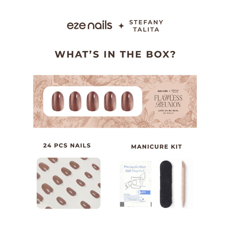 (NEW) Eze Nails x Stefany Talita - Latte Us Be Real Spot On Manicure (Kuku Palsu Tempel)