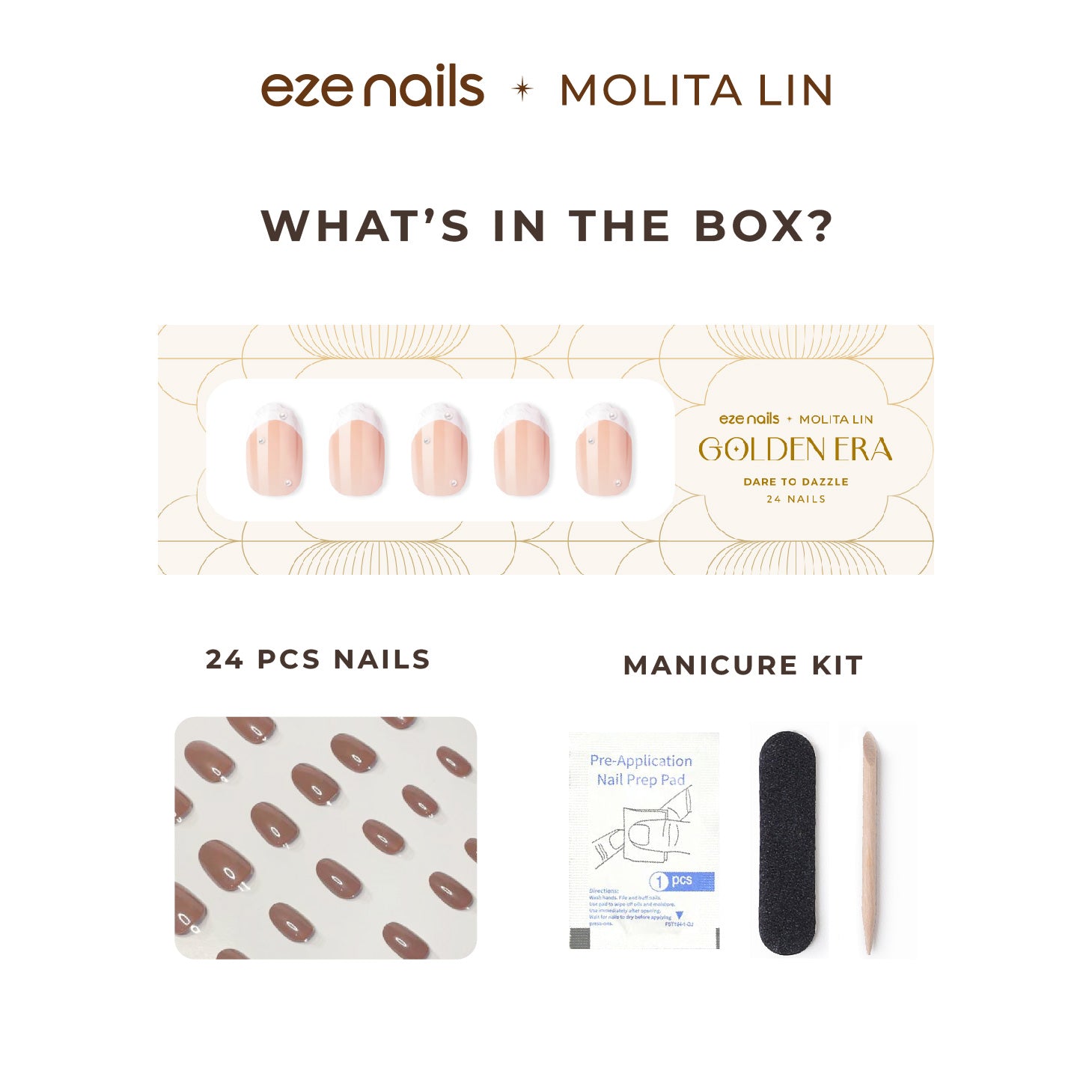 (NEW) Eze Nails x Molita Lin - Dare To Dazzle Spot On Manicure (Kuku Palsu Tempel)