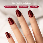 Load image into Gallery viewer, Eze Nails x Elika Boen - Be My Fortune In Red Glitter Spot On Manicure (Kuku Palsu Tempel)

