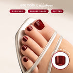 Load image into Gallery viewer, Eze Nails x Elika Boen - Be My Fortune In Red Glitter Spot On Pedicure (Kuku Palsu Tempel)
