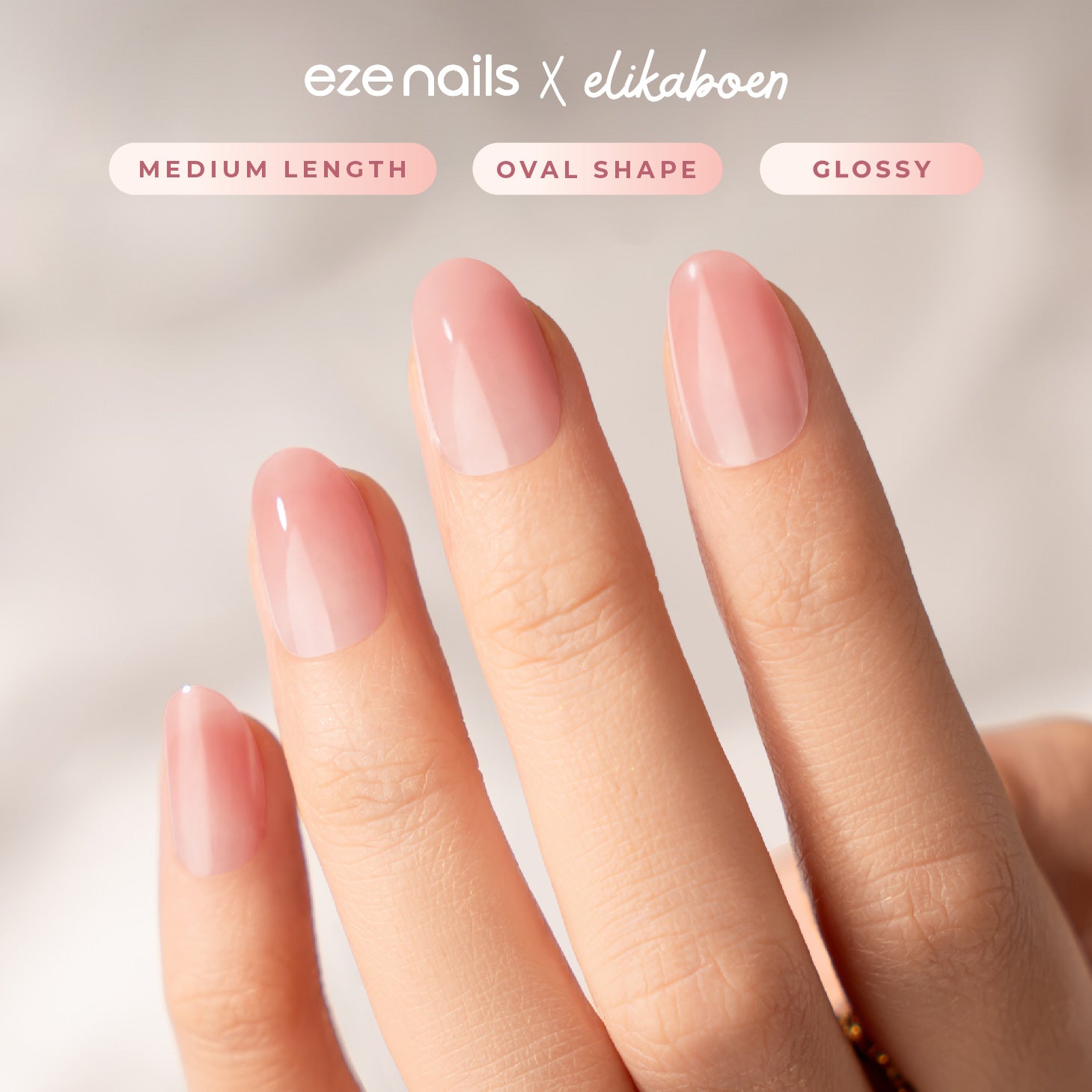 Eze Nails x Elika Boen - Blissful In Pink Ombre Spot On Manicure (Kuku Palsu Tempel)