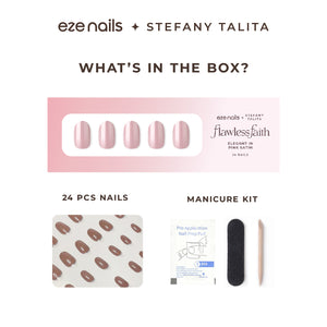 (NEW) Eze Nails x Stefany Talita - Elegant in Pink Satin Spot On Manicure (Kuku Palsu Tempel)