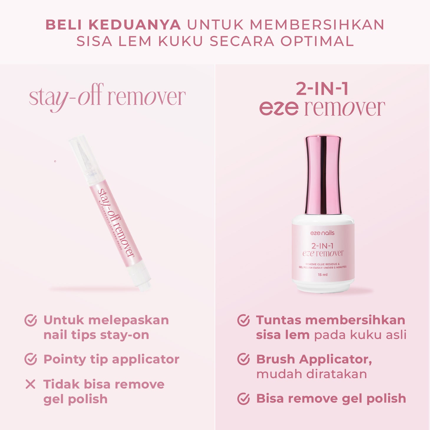 2-in-1 Eze Remover (Pembersih Bekas Lem Kuku Palsu & Gel Nails Remover)