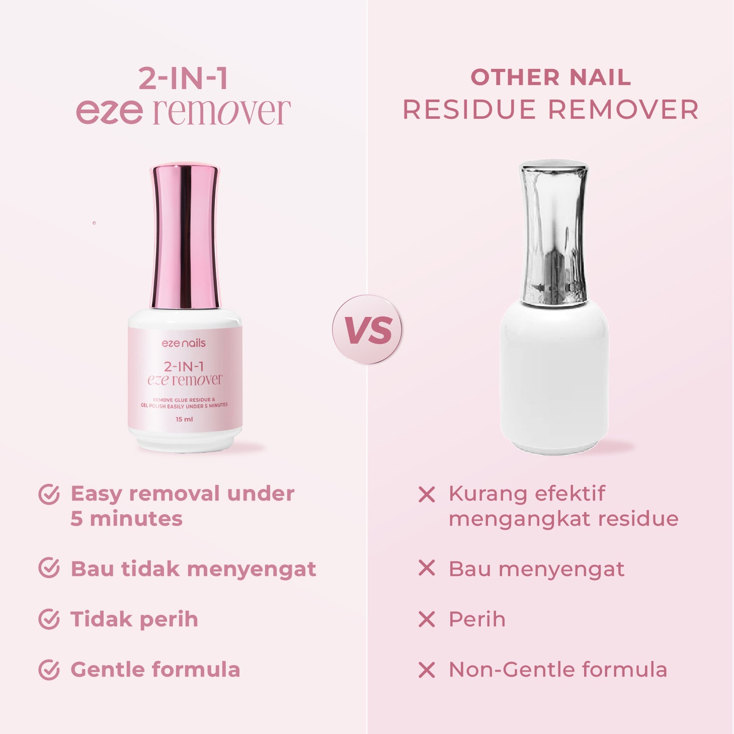 2-in-1 Eze Remover (Pembersih Bekas Lem Kuku Palsu & Gel Nails Remover)