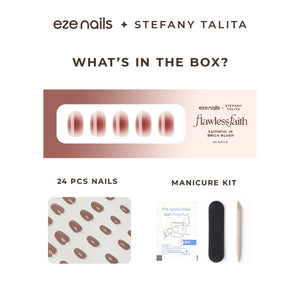 (NEW) Eze Nails x Stefany Talita - Faithful in Brick Blush Spot On Manicure (Kuku Palsu Tempel)