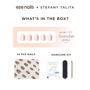 (NEW) Eze Nails x Stefany Talita - Patience in Nude French Spot On Manicure (Kuku Palsu Tempel)