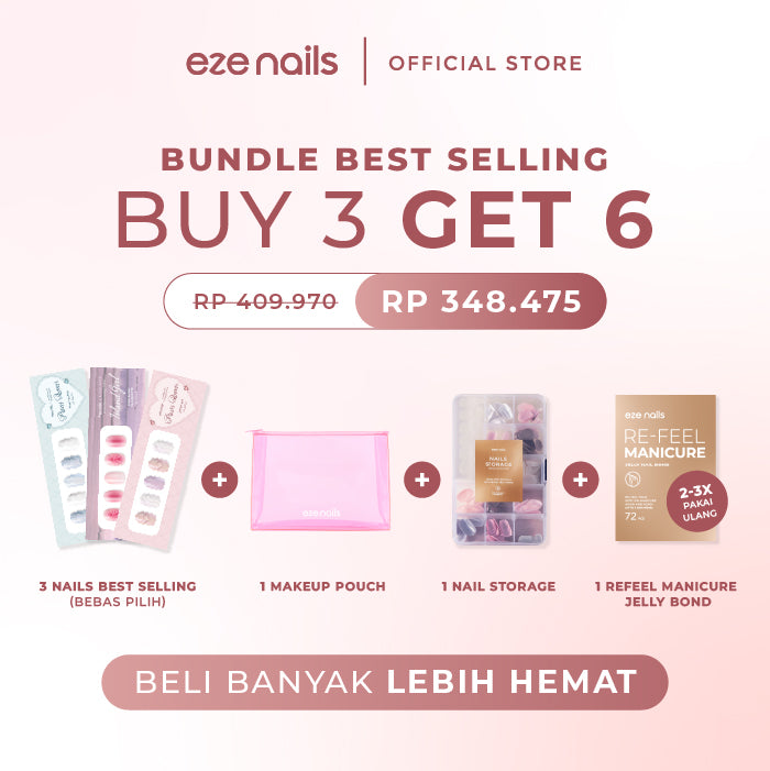 BUNDLE BEST SELLING NAILS:  BUY 3 GET 6 (3 Spot On Nails + FREE 1 Refeel Manicure + 1 Nail Storage + 1 Makeup Pouch)