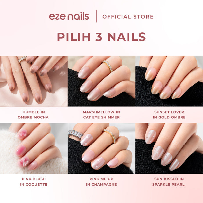 BUNDLE BEST SELLING NAILS:  BUY 3 GET 6 (3 Spot On Nails + FREE 1 Refeel Manicure + 1 Nail Storage + 1 Makeup Pouch)