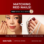 Load image into Gallery viewer, MATCHING RED NAILS BUNDLE (1 Kuku Tangan + 1 Kuku Kaki + FREE 1 Refeel Manicure Jelly Bond) Kuku Palsu Tempel
