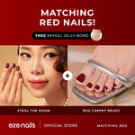 Load image into Gallery viewer, MATCHING RED NAILS BUNDLE (1 Kuku Tangan + 1 Kuku Kaki + FREE 1 Refeel Manicure Jelly Bond) Kuku Palsu Tempel
