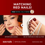 Load image into Gallery viewer, MATCHING RED NAILS BUNDLE (1 Kuku Tangan + 1 Kuku Kaki + FREE 1 Refeel Manicure Jelly Bond) Kuku Palsu Tempel
