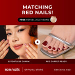 Load image into Gallery viewer, MATCHING RED NAILS BUNDLE (1 Kuku Tangan + 1 Kuku Kaki + FREE 1 Refeel Manicure Jelly Bond) Kuku Palsu Tempel
