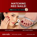 Load image into Gallery viewer, MATCHING RED NAILS BUNDLE (1 Kuku Tangan + 1 Kuku Kaki + FREE 1 Refeel Manicure Jelly Bond) Kuku Palsu Tempel
