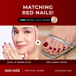 Load image into Gallery viewer, MATCHING RED NAILS BUNDLE (1 Kuku Tangan + 1 Kuku Kaki + FREE 1 Refeel Manicure Jelly Bond) Kuku Palsu Tempel
