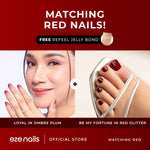 Load image into Gallery viewer, MATCHING RED NAILS BUNDLE (1 Kuku Tangan + 1 Kuku Kaki + FREE 1 Refeel Manicure Jelly Bond) Kuku Palsu Tempel
