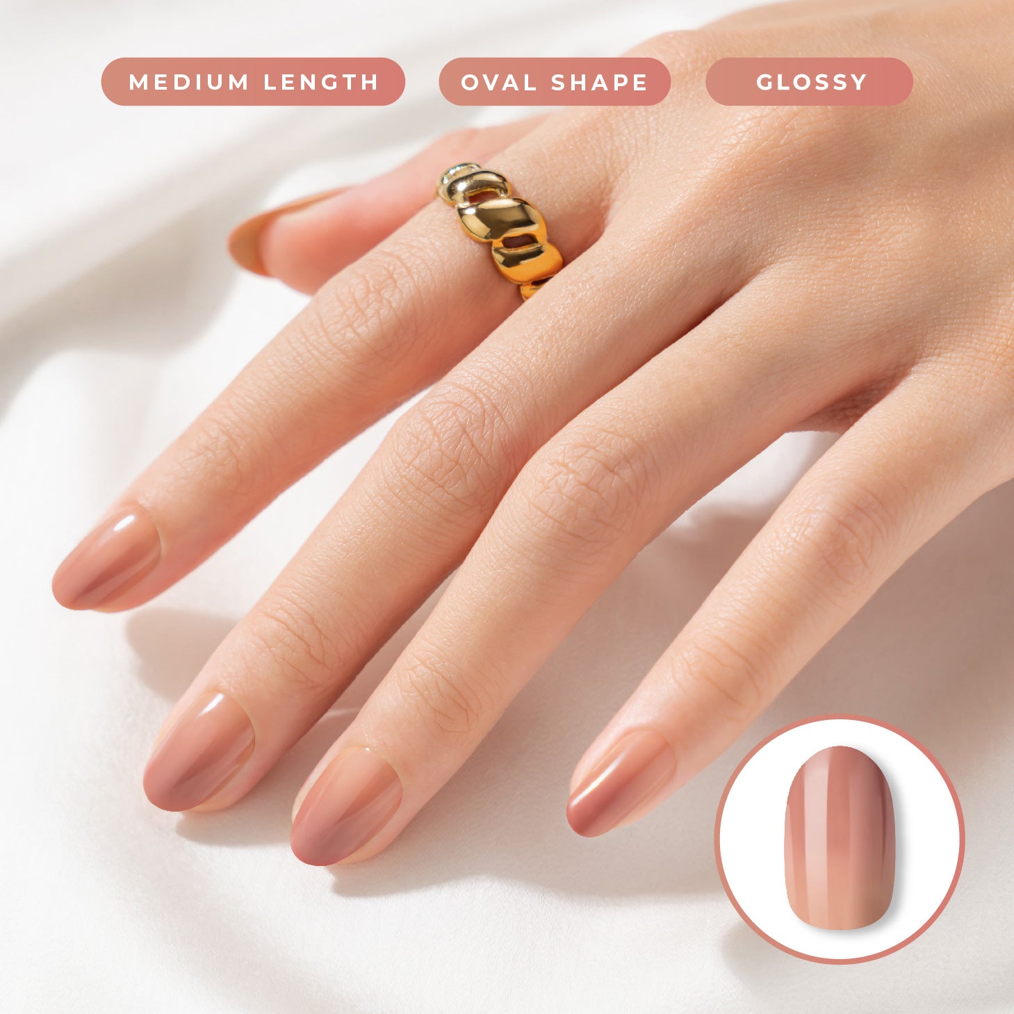 Malahayati in Nude Brown - Eze Nails Spot On Manicure (Kuku Palsu Tempel)