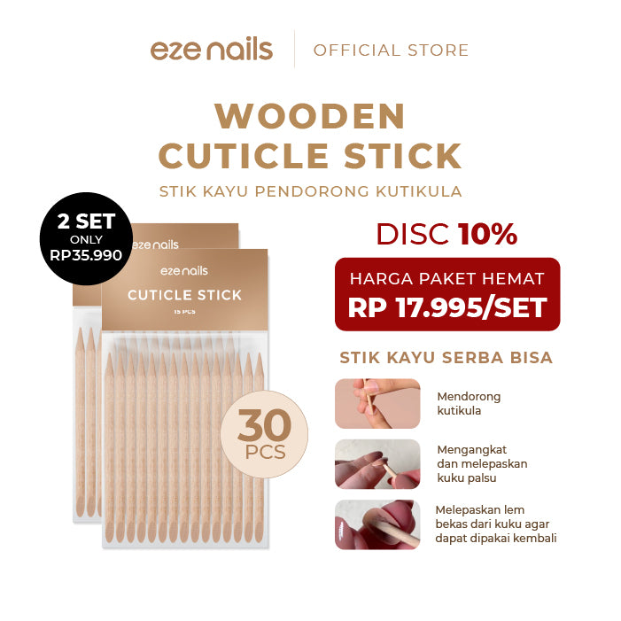 Eze Nails Wooden Cuticle Stick (Stik Kayu Pendorong Kutikula)