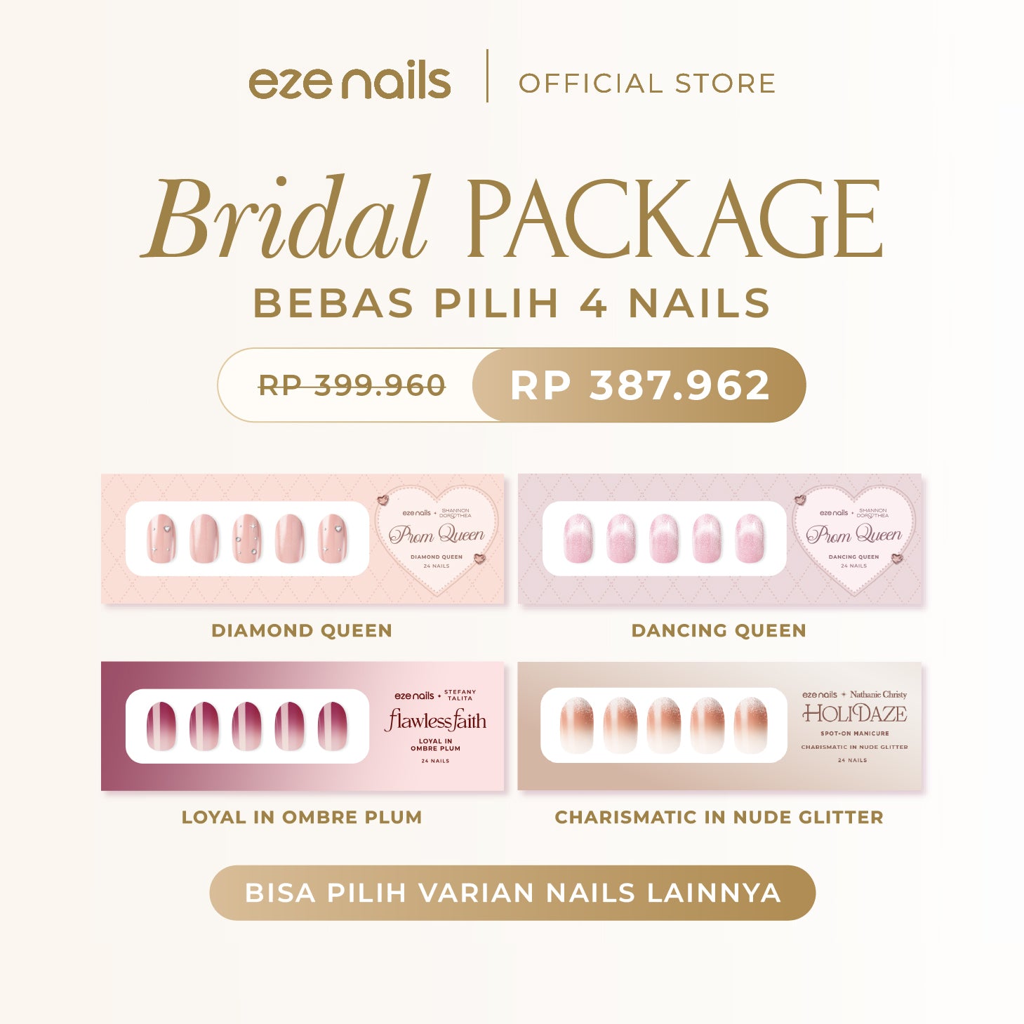 Eze Nails - BUNDLE BRIDAL — BUY 4, SAVE MORE (4 SPOT ON MANICURE - BEBAS PILIH)