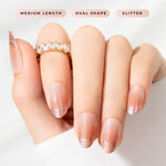 Load image into Gallery viewer, Eze Nails - Charismatic in Nude Glitter Spot on Manicure (Kuku Tempel Tangan)
