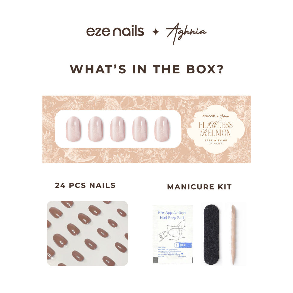 (NEW) Eze Nails x Emy Aghnia - Bare with Me Spot On Manicure (Kuku Palsu Tempel)