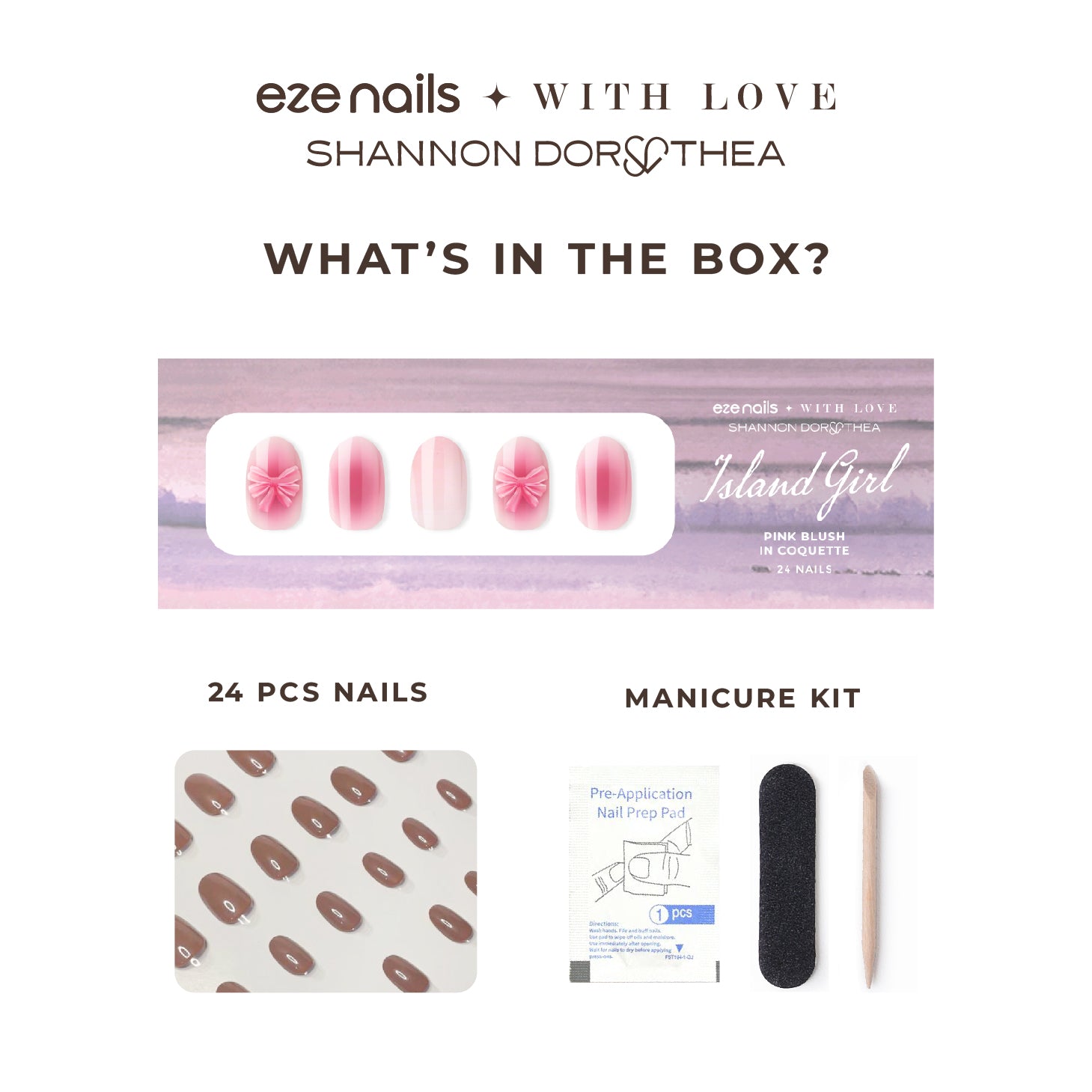 Eze Nails X Shannon Dorothea - Pink Blush in Coquette Spot On Manicure (Kuku Palsu Tempel)