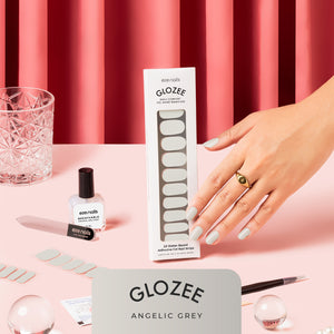 Glozee - Angelic Grey (Sticker Kuku Tempel / Nail Art Wrap / Sticker Kuku Siap Tempel) - Eze Nails